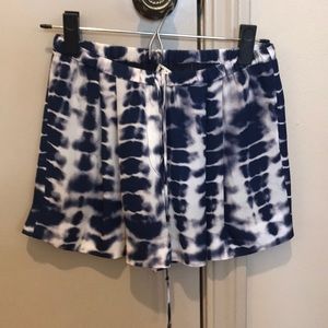 Haute Hippie blue and white tie dye shorts